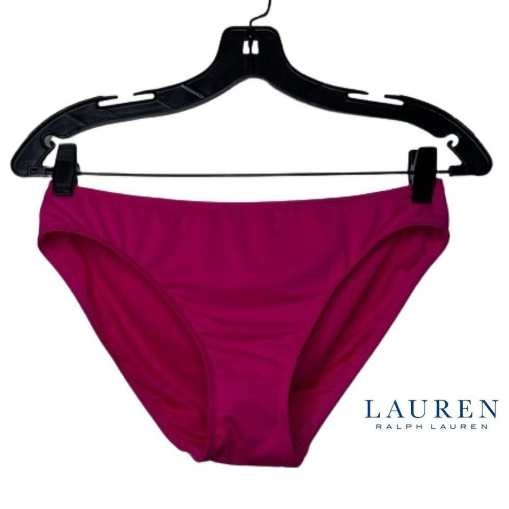 Ralph Lauren Plumeria Chevron Solid Hipster Bikini Swim Bottom, Size 10